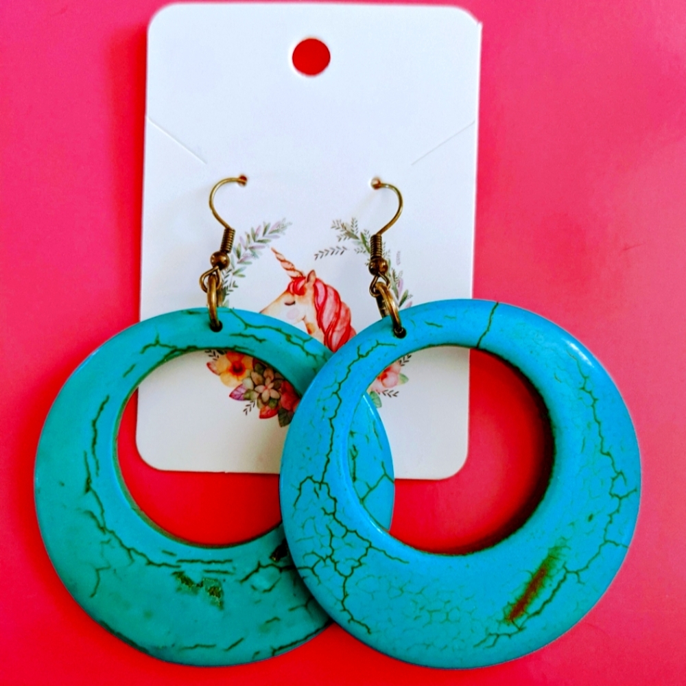 Handmade 80's Retro Inspired Turquoise Earrings